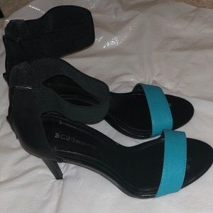 Turquoise strapped heels